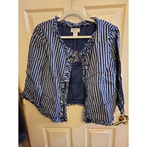 New Womens OSO Casuals Twill Striped Jacket 3/4 Sleeve Size MED